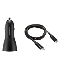 Chargeur de voiture Power Delivery haute vitesse à double port USB-C vers USB-C (Noir)  blackweb ™