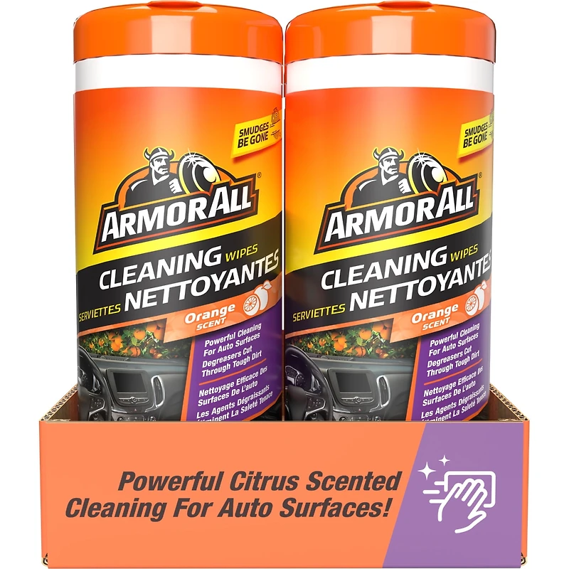 Lingettes nettoyantes avec assainisseur d’air au parfum d’orange pour voiture Armor All (25 unités) Lingettes nettoyantes avecass