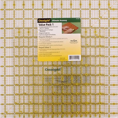 Omnigrid Square Quilting Ruler Value Pack (4-1/2", 6-1/2", 9-1/2" & 12-1/2")