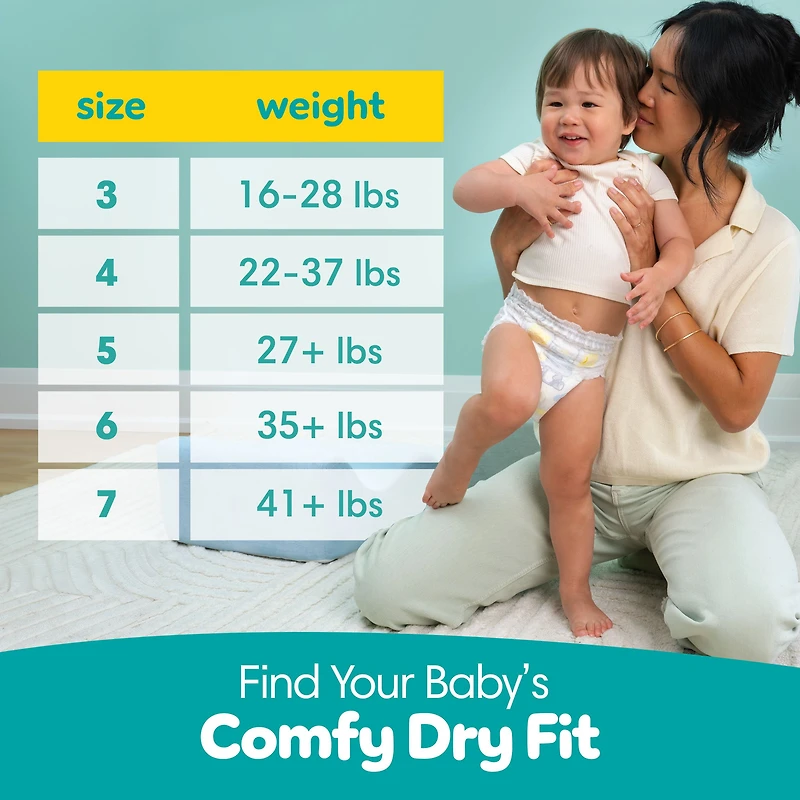 Couches Pampers Swaddlers 360°, ajustement confortable et au sec, jusqu’à 100 % sans fuites, rabats rapides, conçues pour faciliter les changements, couche à enfiler, taille 4