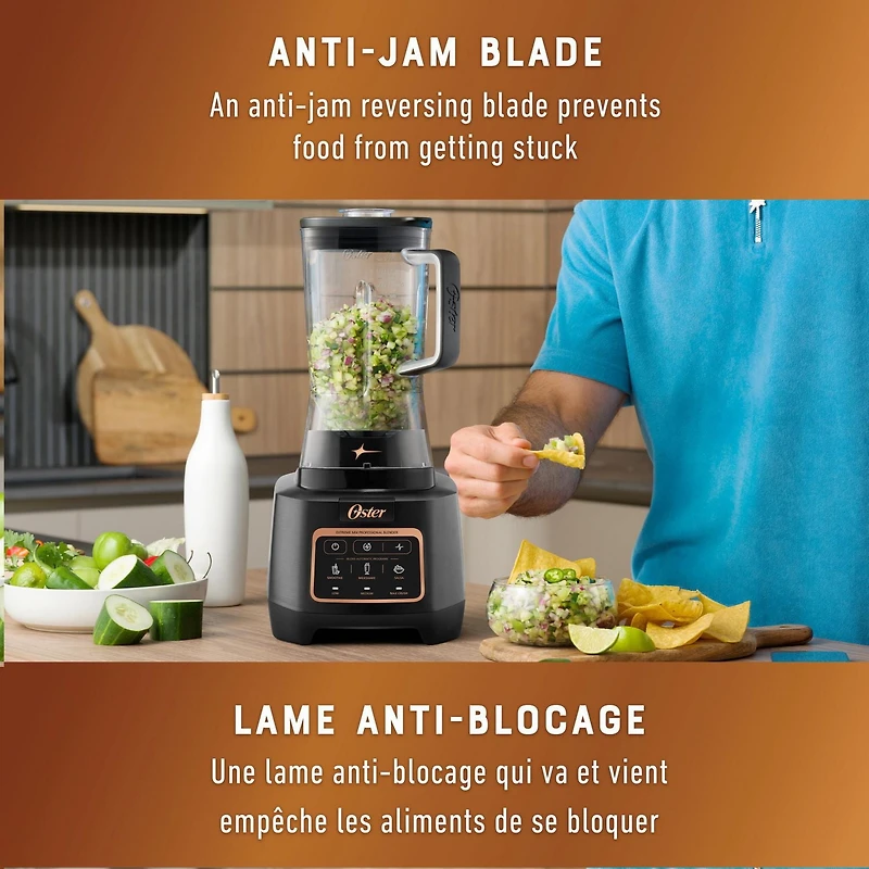 Mélangeur Mélange extrême Oster, mélangeur haute vitesse 1 500 watts avec lame à 10 points, mélangeur de cuisine de 1,89 L avec programmes automatiques