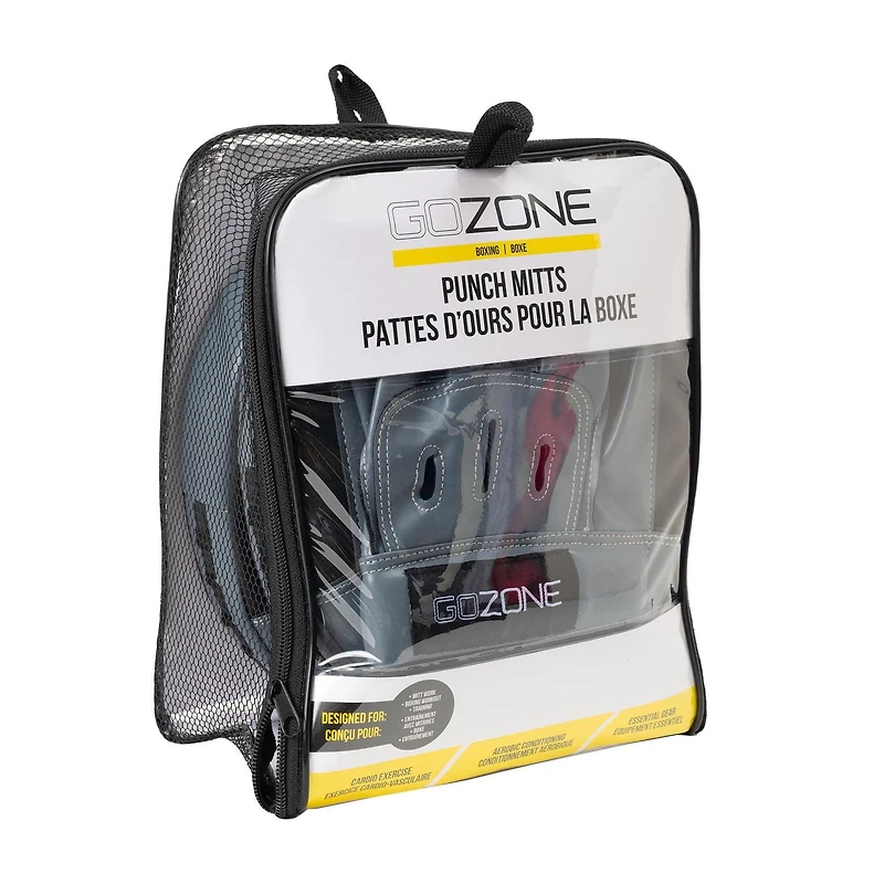 GoZone Punch Mitts – Boxing Focus Mitts – Black/Grey, Thick foam padding