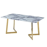 Heavenly Collection White Marble Table Dining Table