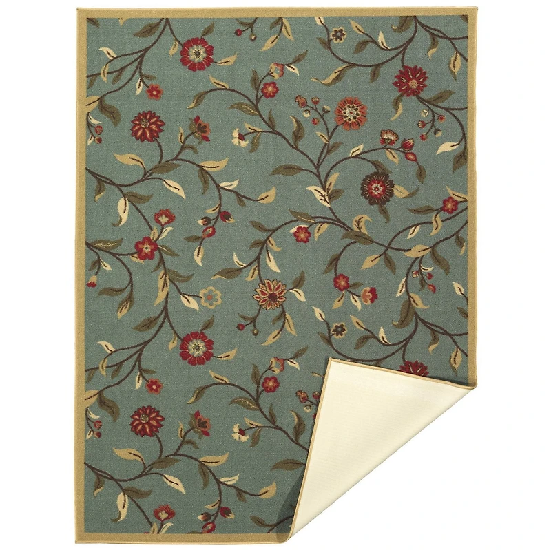 Tapis contemporain à motif de feuilles et à sous-couche en caoutchouc de la collection Ottohome