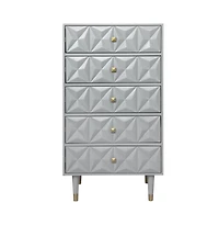 Geometric Five Drawer Chest, Grey