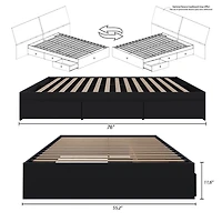 Lit rangement 3 tiroirs Corbo de Nexera, fini noir