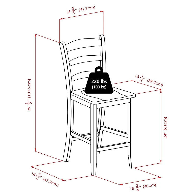 Winsome 94244 counter ladder back stool