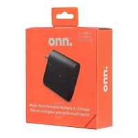 onn. USB-C/USB-A Multi-Port 2-IN-1 5000 mAh Portable Battery & Charger, Rechargeable Lithium-ion