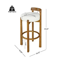Ensemble de 2 tabourets de bar ronds Elise de Noble House, coussin rembourré ivoire, noyer et blanc