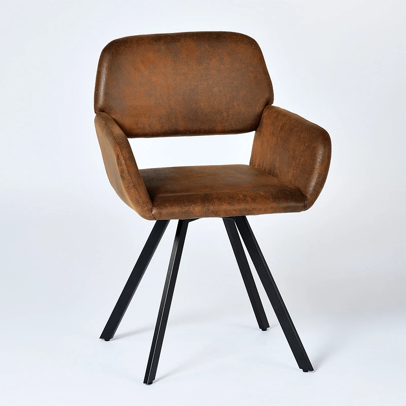Ensemble de 2 chaises de salle à manger pivotantes Homy Casa, siège rembourré et dossier ergonomique, imitation daim brun