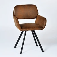 Ensemble de 2 chaises de salle à manger pivotantes Homy Casa, siège rembourré et dossier ergonomique, imitation daim brun