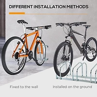 HOMCOM 3-Bike Bicycle Floor Parking Rack Cycling Storage Stand Silver