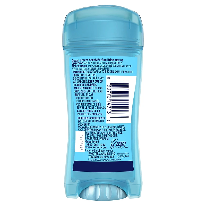 Secret Fresh Clear Gel Antiperspirant and Deodorant for Women, Ocean Breeze Scent, 73G