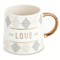 Thyme & Table Stoneware 20 fl oz Love Coffee Mug, White, Mugs