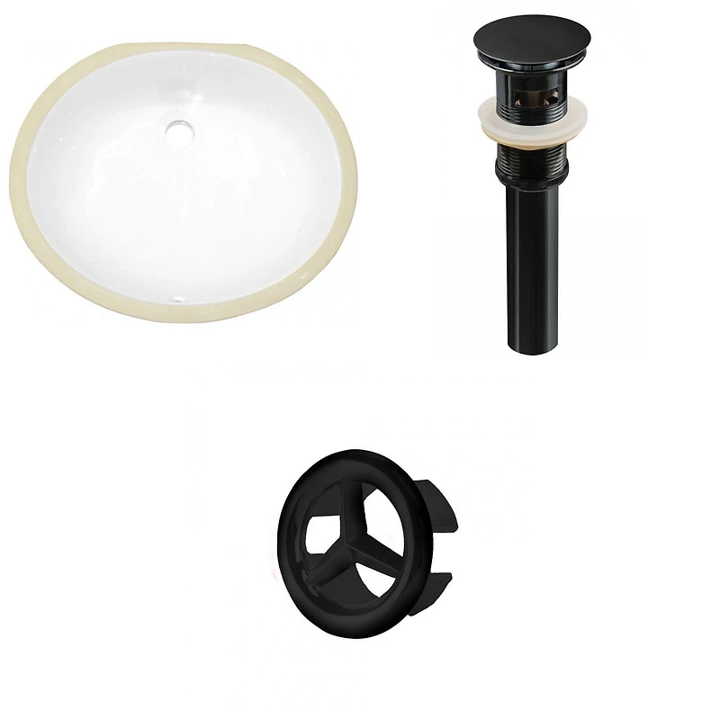 19.5-in. W CUPC Oval Bathroom Undermount Sink Set In White - Black Hardware