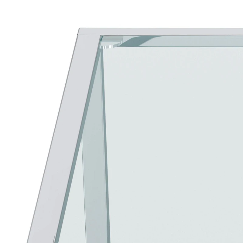 Contemporary Metal and Glass Large Square Coffee Table - Silver