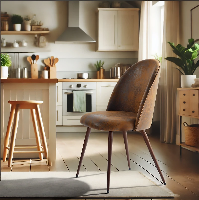Homy Casa 2-Pack Brown Faux Suede Upholstered Dining Chairs with High Back Armless