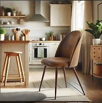 Homy Casa 2-Pack Brown Faux Suede Upholstered Dining Chairs with High Back Armless