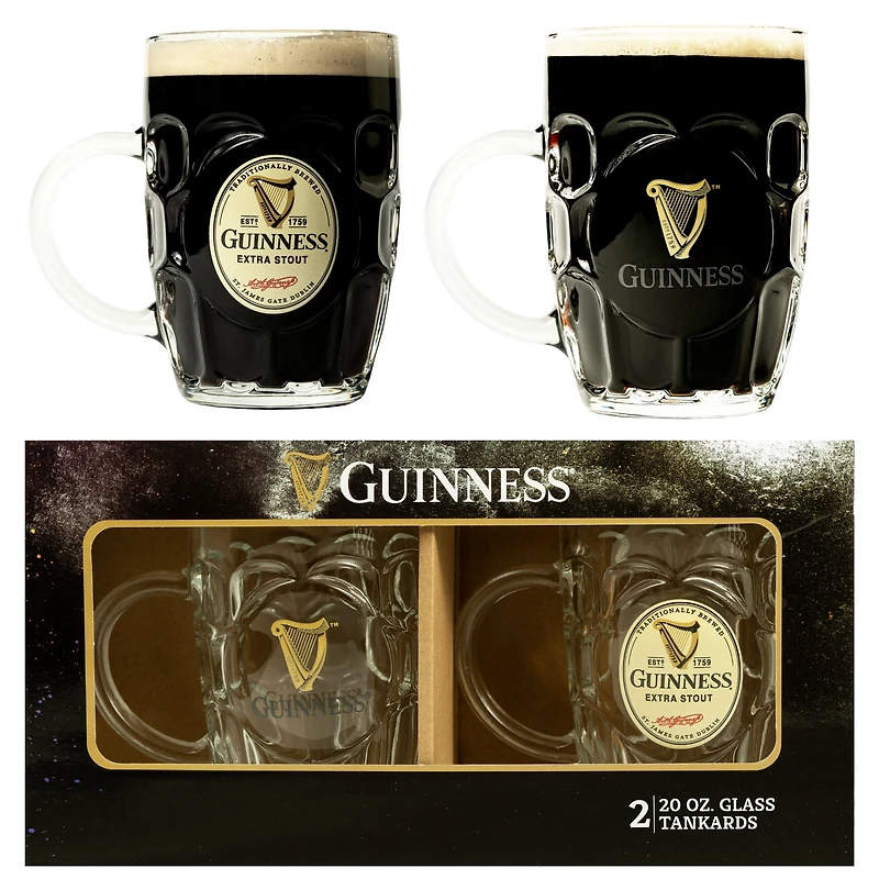 Lot De Deux Chopes à Bière Guinness De 59 cl, Compatibles Avec Le Logo Guinness Harp