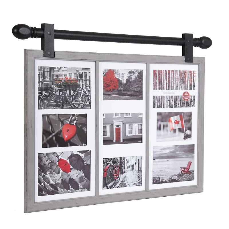 Barndoor 9 Opening Graywash Collage Frame, 27in W x 19.5in H