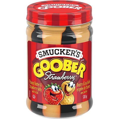 Smucker's Goober Peanut Butter & Strawberry Jelly with Pectin, 510g, Ultimate combo of Peanut Butter & Strawberry Spread.