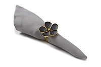 Daisy Black and Gold Napkin Ring, Set of 4