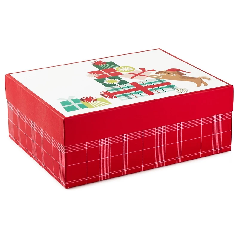 Grande boîte-cadeau de Noël avec couvercle – Hallmark (Chiot et cadeaux)