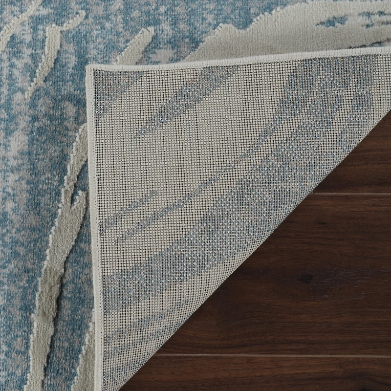 Rug Branch Nomad Abstract Indoor Area Rug, Blue Beige, Coastal - Living Room, Bedroom, Dining Room, and Kitchen