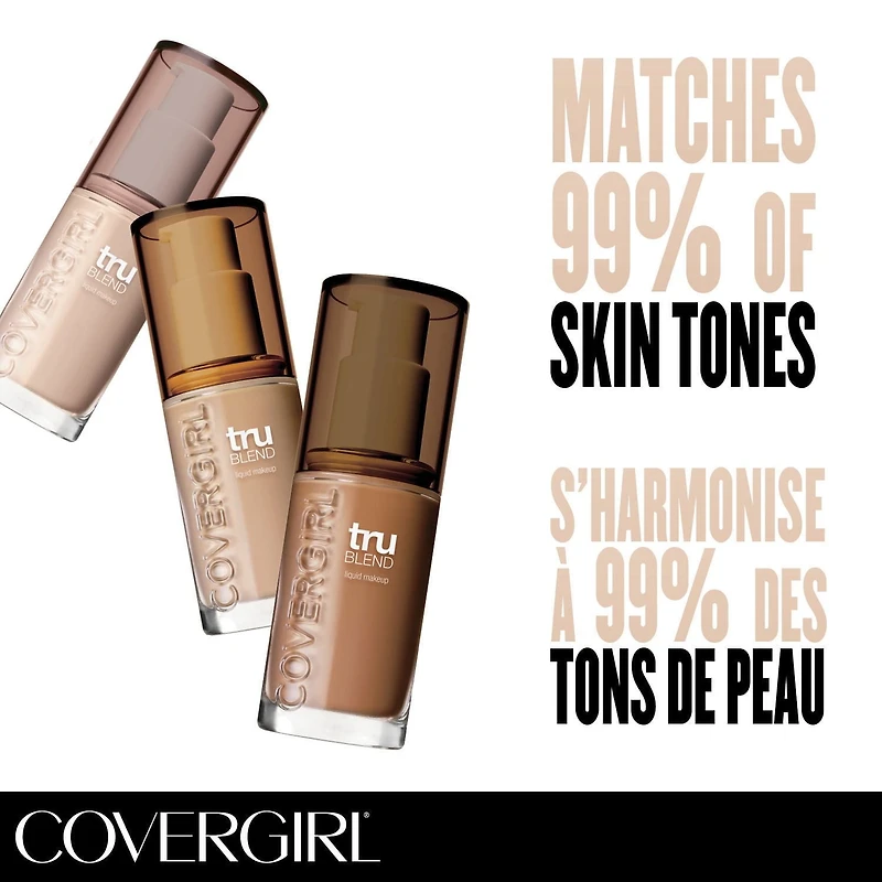 COVERGIRL TruBlend Hydrating Foundation, Dewy Finish, Lasts All Day, Lightweight, Oil-free Formula, Blurring Imperfections