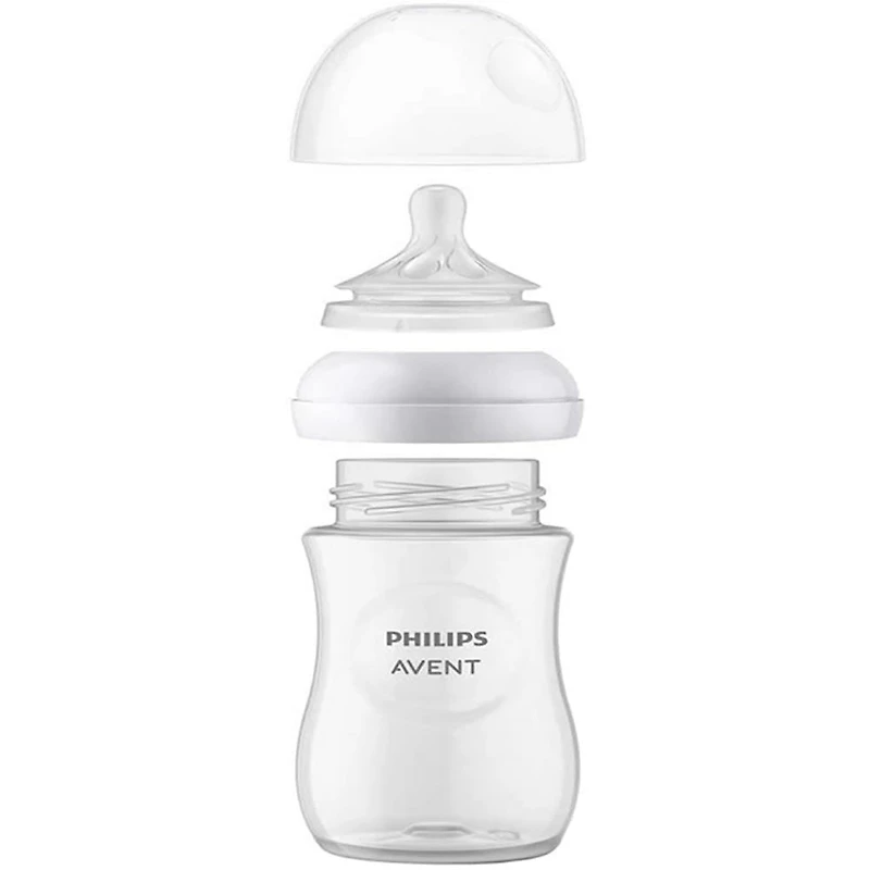 Philips Avent Natural Baby Bottle With Natural Response Nipple, Clear, 4oz, 3 pack, SCY900/03, Avent Natural Bottle Clear 4oz 3pk