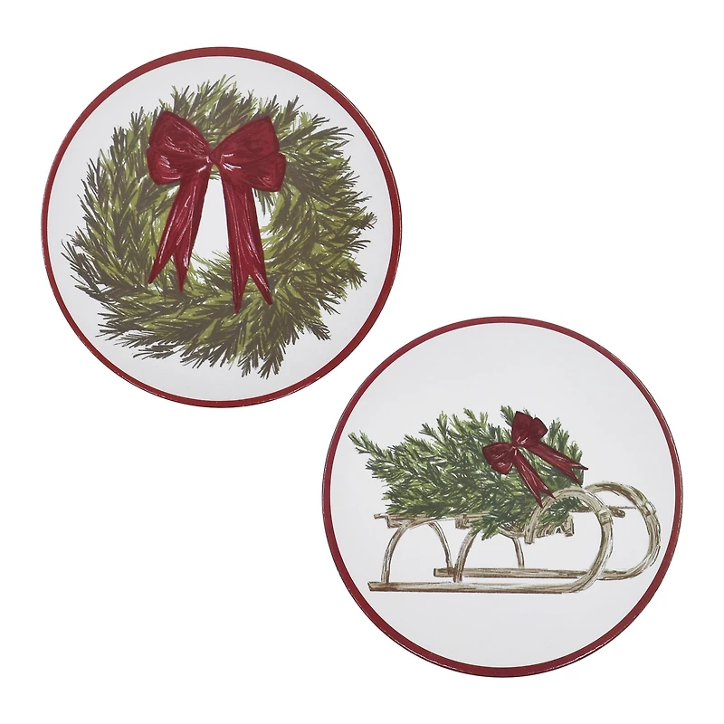 Holiday Time 4 pack Christmas Wreath & Swag Round Heat Insulation Cork Coasters, Table Protector Pad