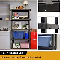 Hyper Tough Plastic Shelves Garage Storage Shelving Unit 5-Tier 73.80"H x 17.75"D x 36"W Black-750 lb Total Capacity Made In Canada