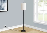 Monarch Specialties  Luminaire, 62"h, Lampadaire, Métal Noir, Abat-jour Ivoire / Crème, Contemporain