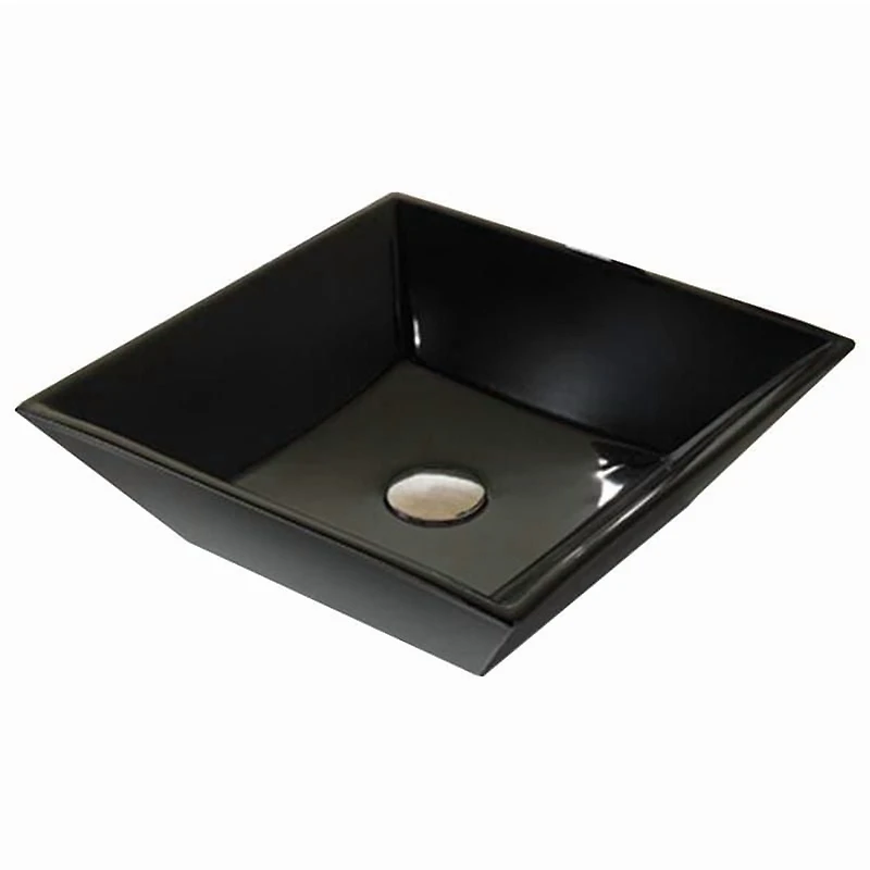 American Imaginations 16.1-in. W Above Counter Black Bathroom Vessel Sink Set For Deck Mount Drilling AI-33371