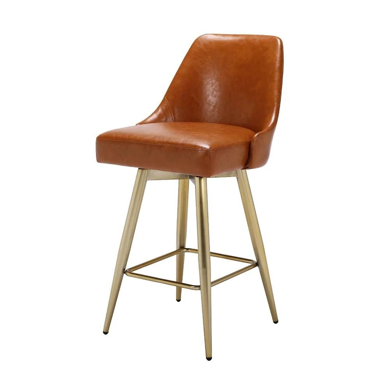 CENTRA STOOL<br>counter stool made with PU Brushed gold legs<br>38"H (SH 26) x 20"W x 21.5"D<br>Seat: 18"W x 17"D<br>Back: 13" H