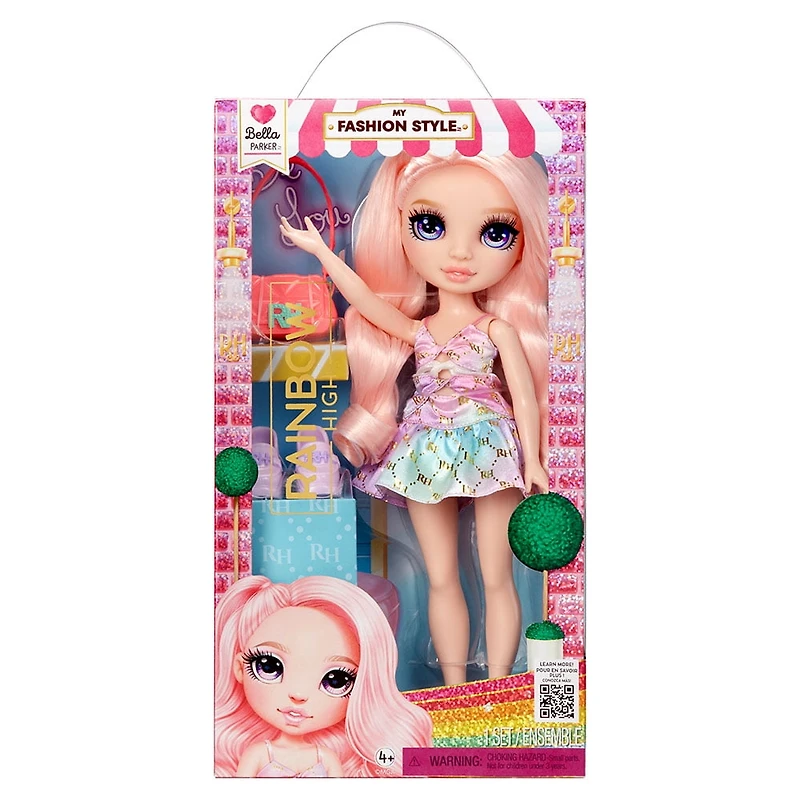 Rainbow High My Fashion Style Bella, poupée-mannequin rose de 11 po (28 cm) avec tenue originale, sac à main élégant, excellent jouet et cadeau pour les enfants de 4 à 12 ans Poupée-mannequin rose de 11 po