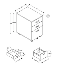 Monarch Specialties Classeur - 3 Tiroirs De Rangement / 2 Roulettes À Verrou - 24 "H - Noir