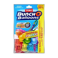 Bunch O Balloons – Fête tropicale, lot gratuit inclus   140 ballons à eau à remplissage rapide et auto-scellants (emballage 3+1) de ZURU   Des ballons à eau pour toute la famille : enfants, adolescent