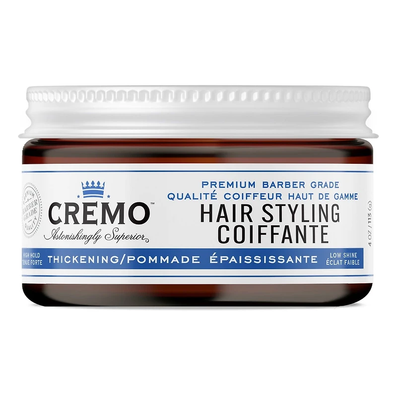 Cremo Thickening Hair Styling Pomade, High Hold, Low Shine, 113g
