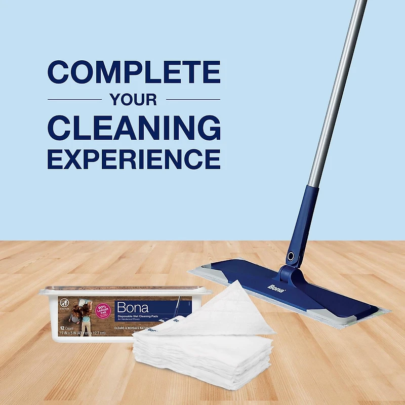 Bona Hardwood Floor Disposable Wet Cleaning Pads, 12 Count, Quick and Easy Cleaning