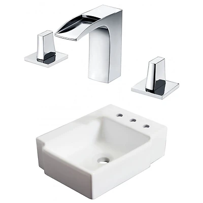 American Imaginations 16.25-in. W Above Counter White Bathroom Vessel Sink Set For 3H8-in. Right Faucet AI-22566