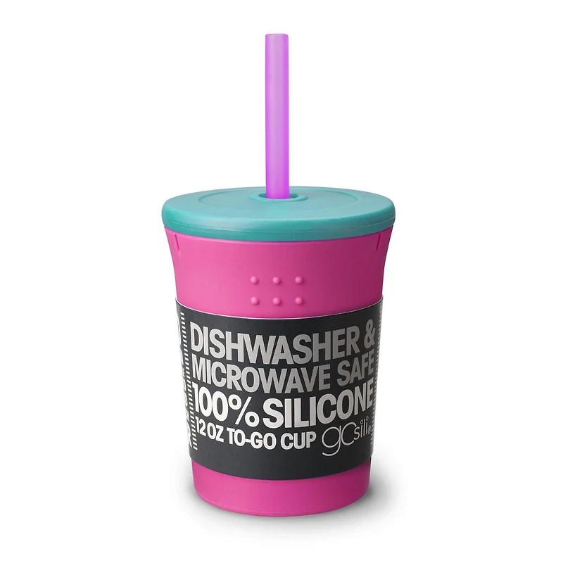 GoSili Straw Cup, 12oz. Berry/Sea
