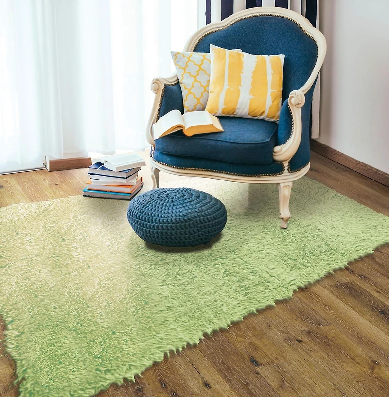 Tapis Nouveau Flokati 1400 gr de 5' x 8', Vert Citron