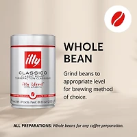 illy Coffee Beans Classico Medium Roast, 8.8 oz, • Unique pressurized coffee packaging preserves flavor • Sourced from the finest 100% Arabica coffee • Beautifully balanced and consistent taste