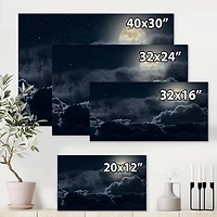 Designart Cloudy Full Moon Night Canvas Wall Art
