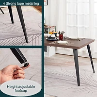 Homy Casa Modern 5-Piece Rectangular Fuax Walnut Dining Table Set with Padded Chairs, Grey Fabric