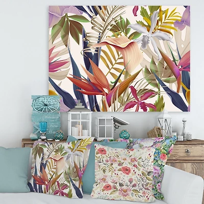 Designart Tropical VIntage Flowers III Canvas Wall Art