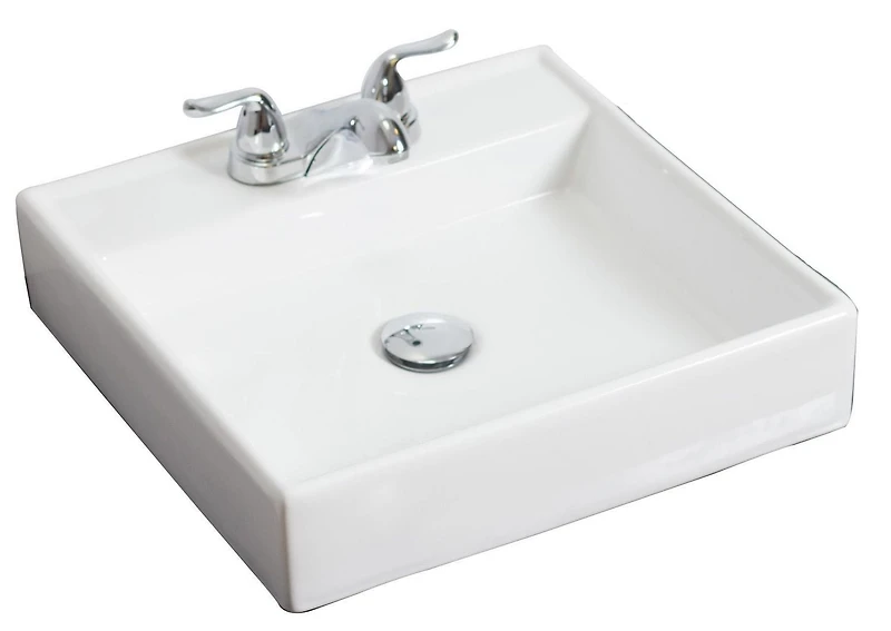 American Imaginations AI-31061 17,5 pouces W Au-dessus du navire blanc de contre pour 3H4-in. Centre de forage