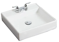American Imaginations AI-31061 17,5 pouces W Au-dessus du navire blanc de contre pour 3H4-in. Centre de forage
