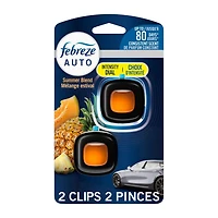 Febreze AUTO Air Freshener, Odor-Fighting Automotive Vent Clip, Summer Blend Scent, 4.4ML